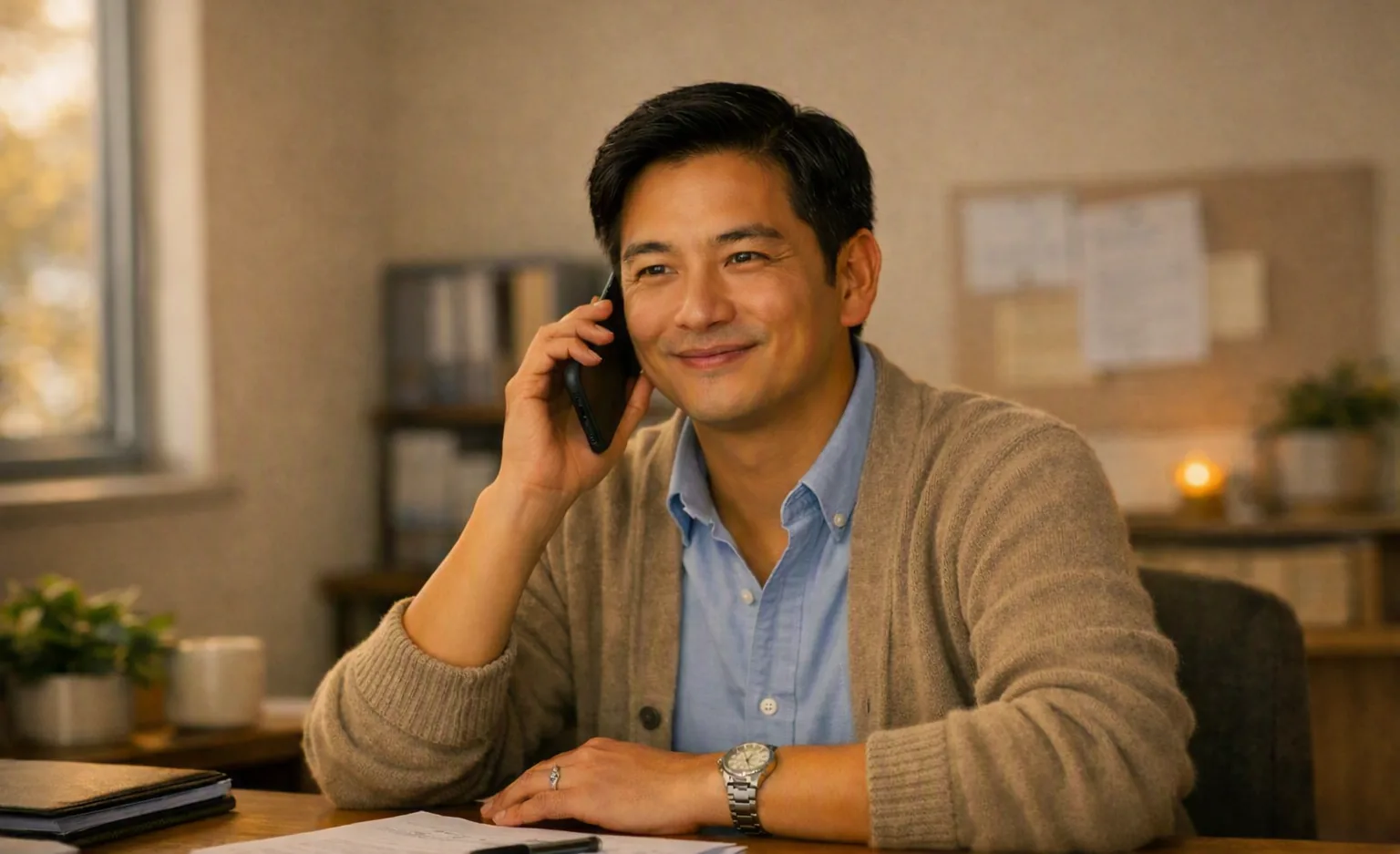 A Care Partner making a warm phone call to a client